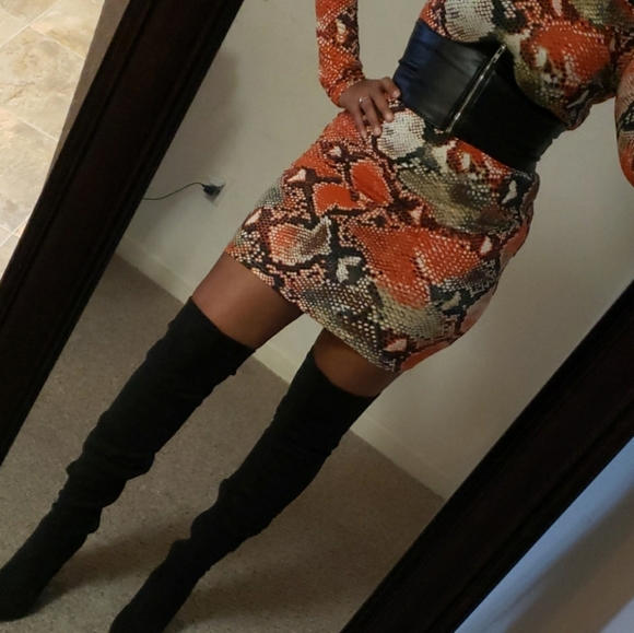 Multicolor Snakeskin Print Bodycon Dress - Picture 4 of 5